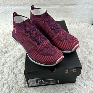 NIB Under Armour Women's Slingflex Rise Sneaker, Merlot Rustic Red 10.5